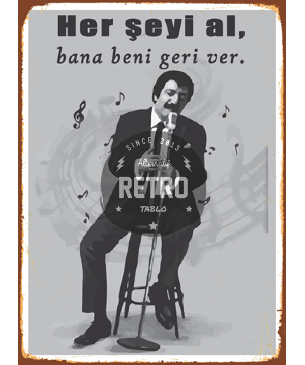 Türk Müzisyenler 13 - Ahşap Retro Tablo